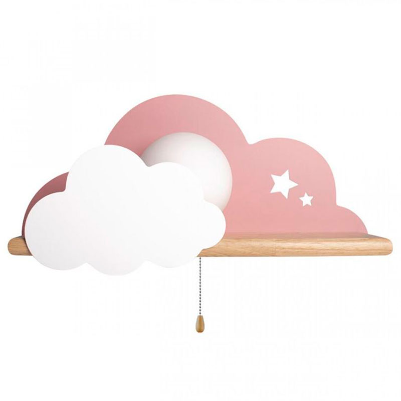 Бра с деревянной полкой розовое Облако Wall Lamp Pink Cloud Розовый пастельный Древесина Бра с деревянной полкой розовое Облако Wall Lamp Pink Cloud Розовый пастельный Древесина в Липецке | Loft Concept