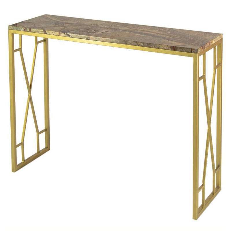 Консоль Rovigo Console коричневый мрамор Коричневый Золотой Консоль Rovigo Console коричневый мрамор Коричневый Золотой в Липецке | Loft Concept