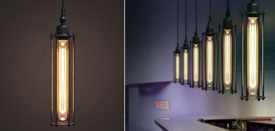 Подвесной светильник Loft Industrial Edison Cage Vetrical Momo Подвесной светильник Loft Industrial Edison Cage Vetrical Momo - Loft-Concept в Липецке
