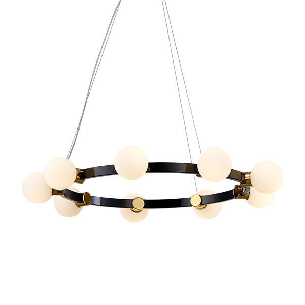 Люстра Hoop Balls Chandelier Черный Белый Люстра Hoop Balls Chandelier Черный Белый в Липецке | Loft Concept