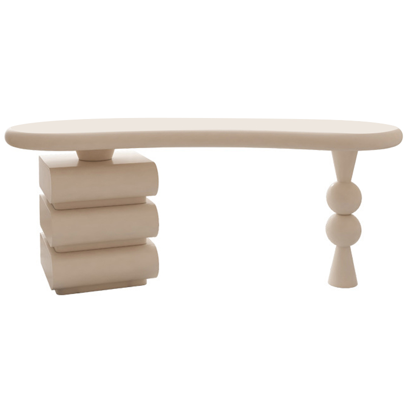 Рабочий стол Cecil Unique Shape Desk Бежевый Рабочий стол Cecil Unique Shape Desk Бежевый в Липецке | Loft Concept