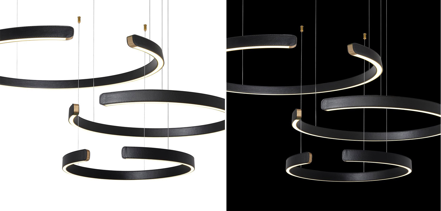 Люстра Half Ring 3 black leather - фото