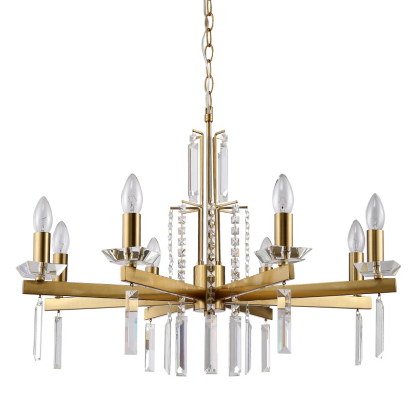 Люстра Vivien Crystal Brass Chandelier 8 Латунь Серый Люстра Vivien Crystal Brass Chandelier 8 Латунь Серый в Липецке | Loft Concept
