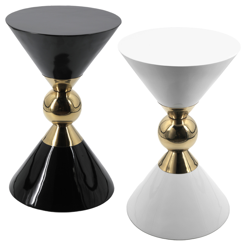 Приставной столик CANAAN ACCENT Table Черный Белый Золотой Приставной столик CANAAN ACCENT Table Черный Белый Золотой в Липецке | Loft Concept