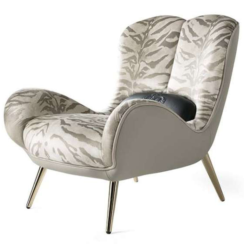 Дизайнерское Кресло Tifnit Armchairs стиль Roberto Cavalli III Серый Бежево-серый Глянцевое золото Дизайнерское Кресло Tifnit Armchairs стиль Roberto Cavalli III Серый Бежево-серый Глянцевое золото в Липецке | Loft Concept