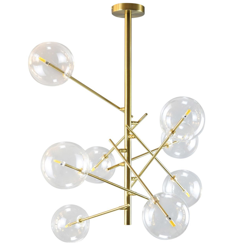Люстра Gallotti & Radice Bolle Рanging Lamp 8 плафонов Золотой Прозрачный (Transparent) Люстра Gallotti & Radice Bolle Рanging Lamp 8 плафонов Золотой Прозрачный (Transparent) в Липецке | Loft Concept