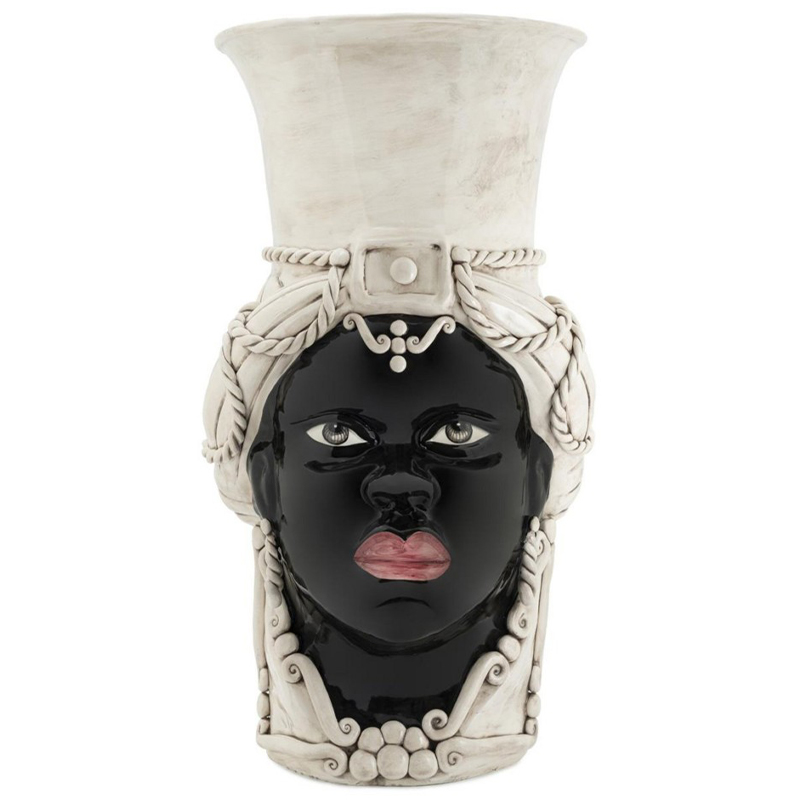 Ваза Vase Moro Lady Giant Бежевый Черный Ваза Vase Moro Lady Giant Бежевый Черный в Липецке | Loft Concept