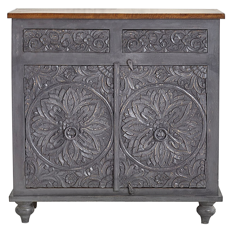 Комод Indian Antique White Furniture Chest of Drawers Kara серый Серый Коричневый Комод Indian Antique White Furniture Chest of Drawers Kara серый Серый Коричневый в Липецке | Loft Concept