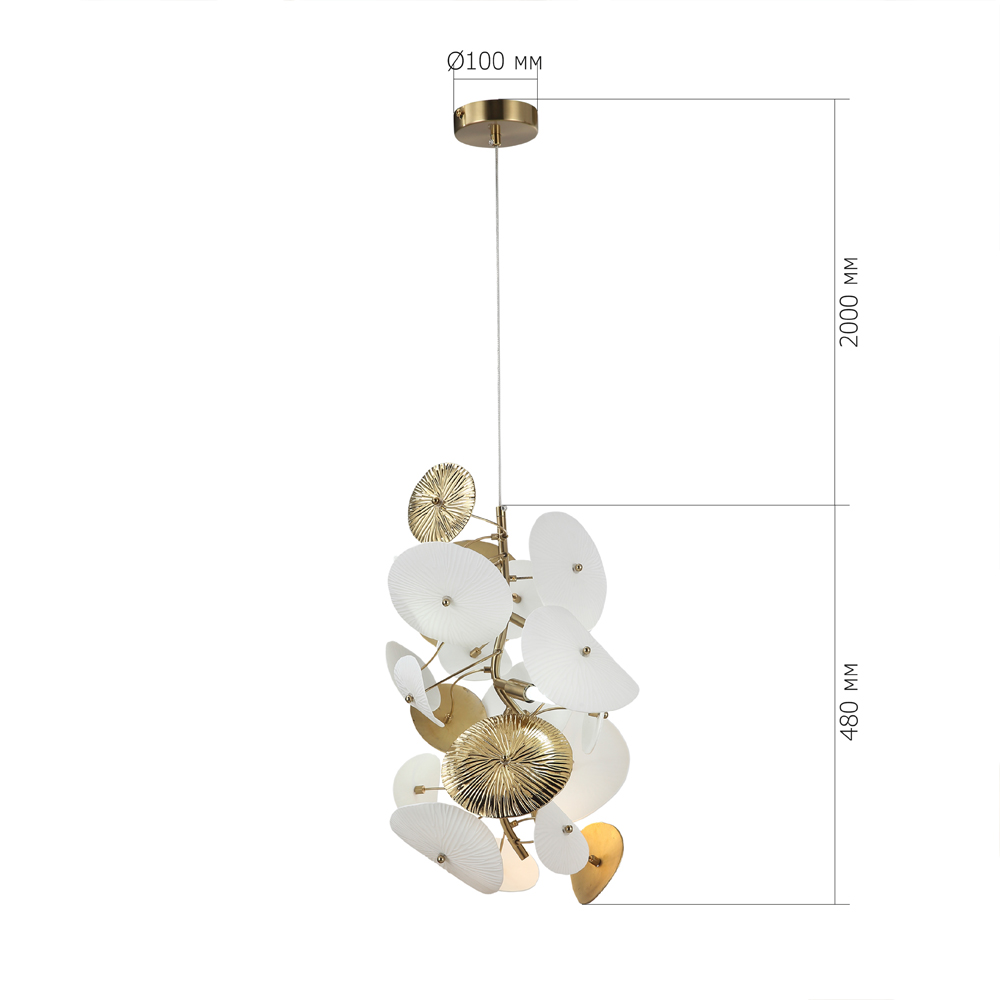 Подвесной светильник с белыми и золотистыми цветами Dahlia Flowers Lamp в Липецке