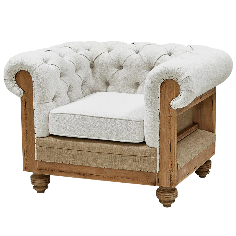 Кресло Deconstructed Chesterfield Armchair White Boucle Белый Древесина Кресло Deconstructed Chesterfield Armchair White Boucle Белый Древесина в Липецке | Loft Concept