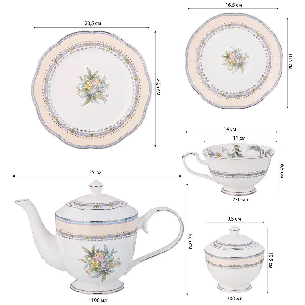 Чайный сервиз из фарфора на 6 персон 20 предметов Tea Flower Set Чайный сервиз из фарфора на 6 персон 20 предметов Tea Flower Set в Липецке