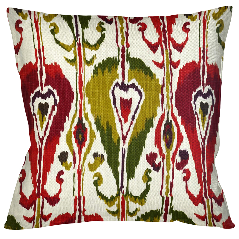 Декоративная подушка Ikat Pattern Красно-белая Мульти Декоративная подушка Ikat Pattern Красно-белая Мульти в Липецке | Loft Concept