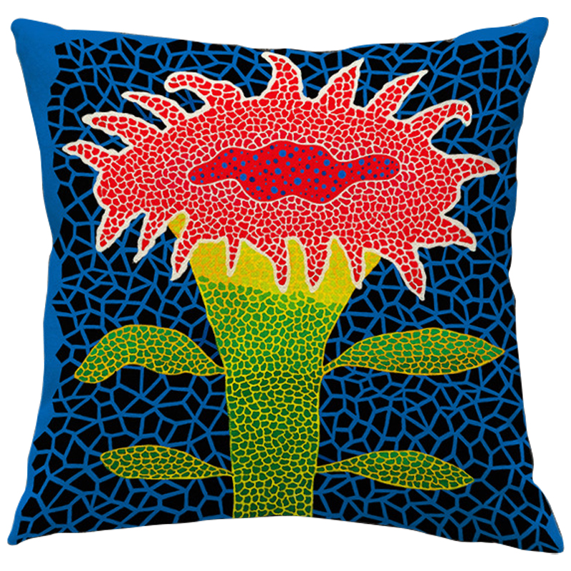 Декоративная подушка Yayoi Kusama Flower Pink Мульти Синий Зеленый Желтый Декоративная подушка Yayoi Kusama Flower Pink Мульти Синий Зеленый Желтый в Липецке | Loft Concept