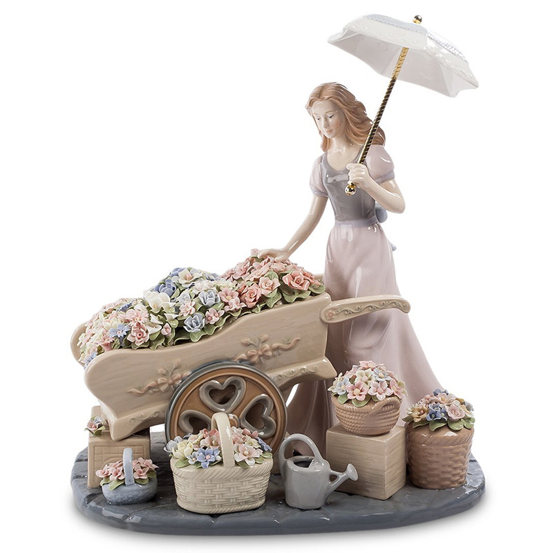 Статуэтка фарфоровая Девушка с цветами Charming Statuette Белый Розовый Серо-голубой Зеленый Бежевый Серый Статуэтка фарфоровая Девушка с цветами Charming Statuette Белый Розовый Серо-голубой Зеленый Бежевый Серый в Липецке | Loft Concept