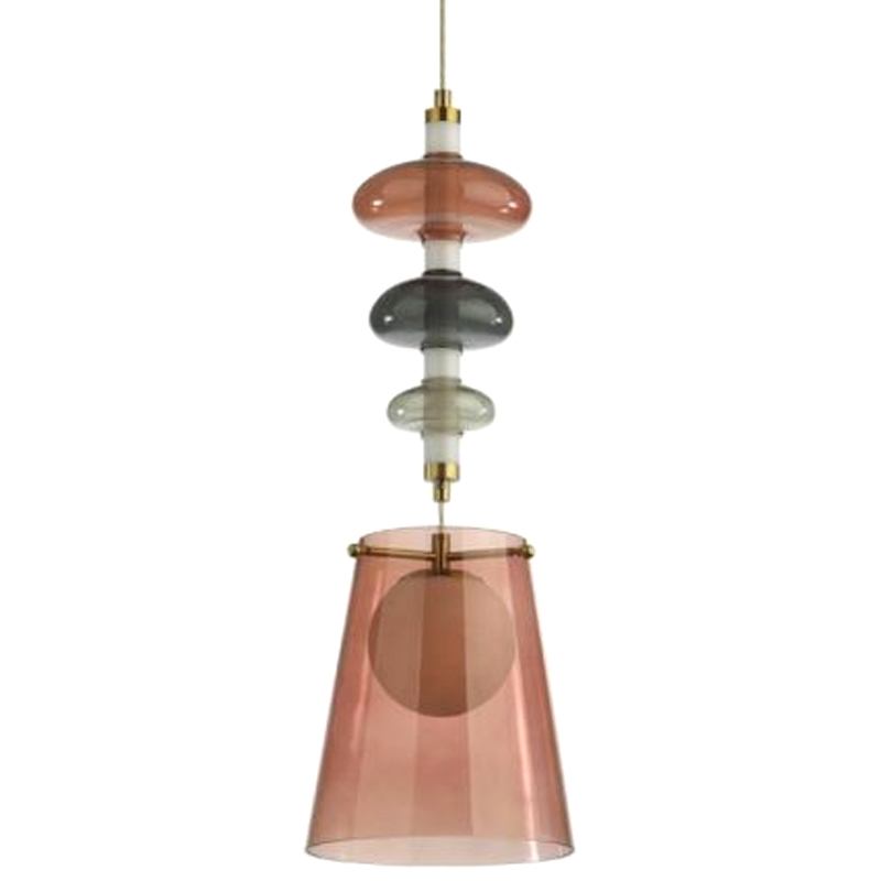 Подвесной светильник Contemporan Pink с цветным стеклом Серый Бронза Розовый Подвесной светильник Contemporan Pink с цветным стеклом Серый Бронза Розовый в Липецке | Loft Concept