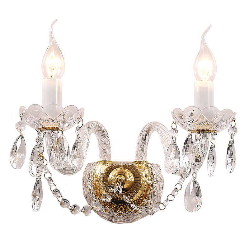 Бра Melisa Sconce Double Глянцевое золото Прозрачный Бра Melisa Sconce Double Глянцевое золото Прозрачный в Липецке | Loft Concept
