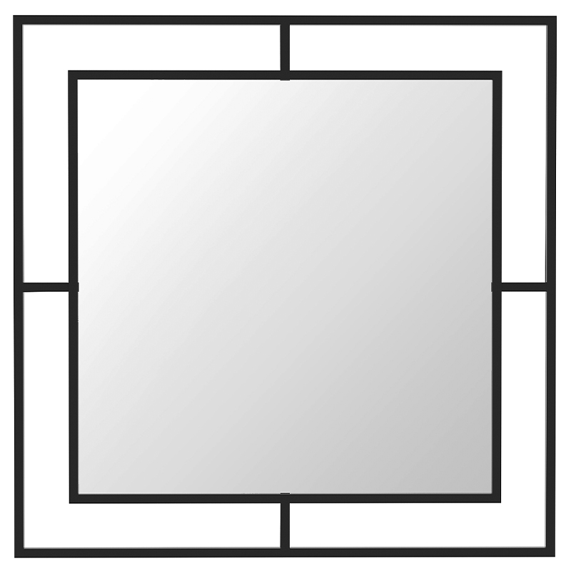 Настенное зеркало квадратной формы в черной металлической раме CORNER MIRROR BLACK Черный Настенное зеркало квадратной формы в черной металлической раме CORNER MIRROR BLACK Черный в Липецке | Loft Concept