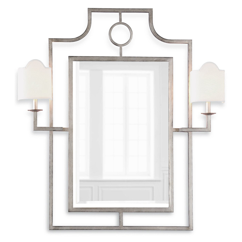 Зеркало с бра Mirror with Sconces Dairile Silver Серебряный Зеркало с бра Mirror with Sconces Dairile Silver Серебряный в Липецке | Loft Concept