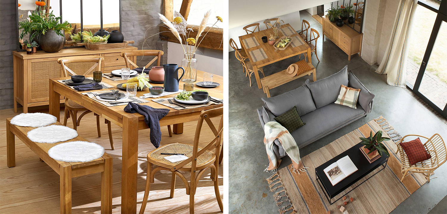 Комод в скандинавском стиле с 2-мя плетеными дверцами Niels Wicker Chest of drawers - фото