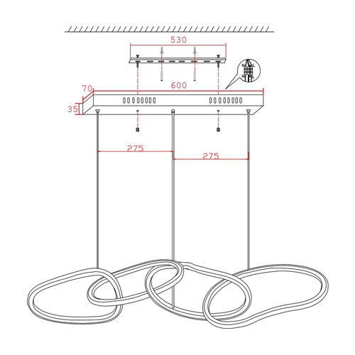 Люстра подвесная с 4-мя асимметричными кольцами золотого цвета Ring Horizontal Люстра подвесная с 4-мя асимметричными кольцами золотого цвета Ring Horizontal в Липецке