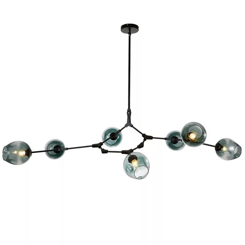 Люстра Сrumpled Glass Bubble Chandelier blue Glass Черный Голубой пастельный Люстра Сrumpled Glass Bubble Chandelier blue Glass Черный Голубой пастельный в Липецке | Loft Concept