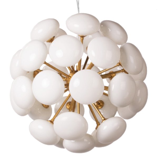 Люстра Mid-Century Sputnik Milk Glass Chandelier Золотой Прозрачный белый Люстра Mid-Century Sputnik Milk Glass Chandelier Золотой Прозрачный белый в Липецке | Loft Concept