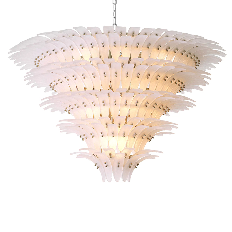 Люстра Philipp Plein Chandelier Bel Air XL Белая Хром Белое матовое стекло Люстра Philipp Plein Chandelier Bel Air XL Белая Хром Белое матовое стекло в Липецке | Loft Concept