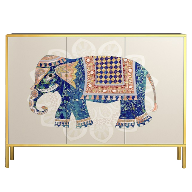 Комод с орнаментом Индийский Слон ivory ( слоновая кость ) Синий Латунь Комод с орнаментом Индийский Слон ivory ( слоновая кость ) Синий Латунь в Липецке | Loft Concept