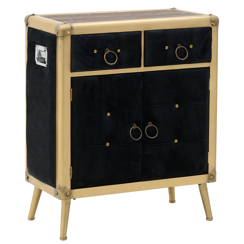 Комод с текстильной обивкой Jokum Chest of Drawers Черный Черный Золотой Комод с текстильной обивкой Jokum Chest of Drawers Черный Черный Золотой в Липецке | Loft Concept