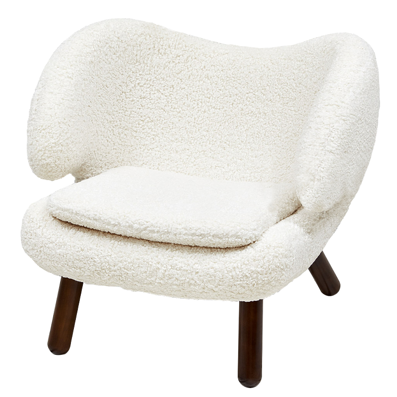 Кресло из белой ткани букле с ножками из массива ясеня Boucle Caldwell White Armchair Белый Коричневый Кресло из белой ткани букле с ножками из массива ясеня Boucle Caldwell White Armchair Белый Коричневый в Липецке | Loft Concept