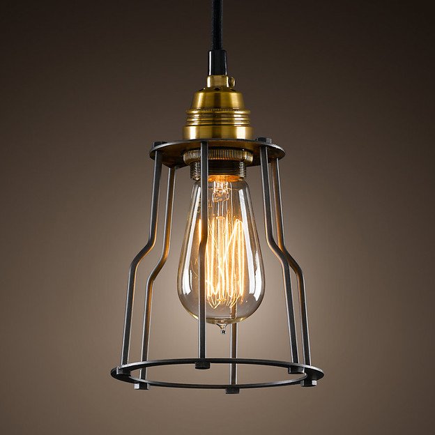 Подвесной светильник Loft Industrial Cage Filament Pendant Бронза Черный Подвесной светильник Loft Industrial Cage Filament Pendant Бронза Черный в Липецке | Loft Concept