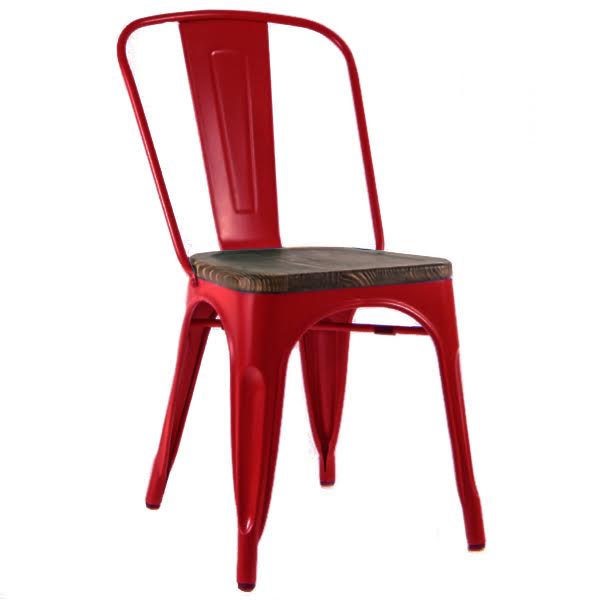 Кухонный стул Tolix Chair Wood Red Красный Красный Коричневый Кухонный стул Tolix Chair Wood Red Красный Красный Коричневый в Липецке | Loft Concept