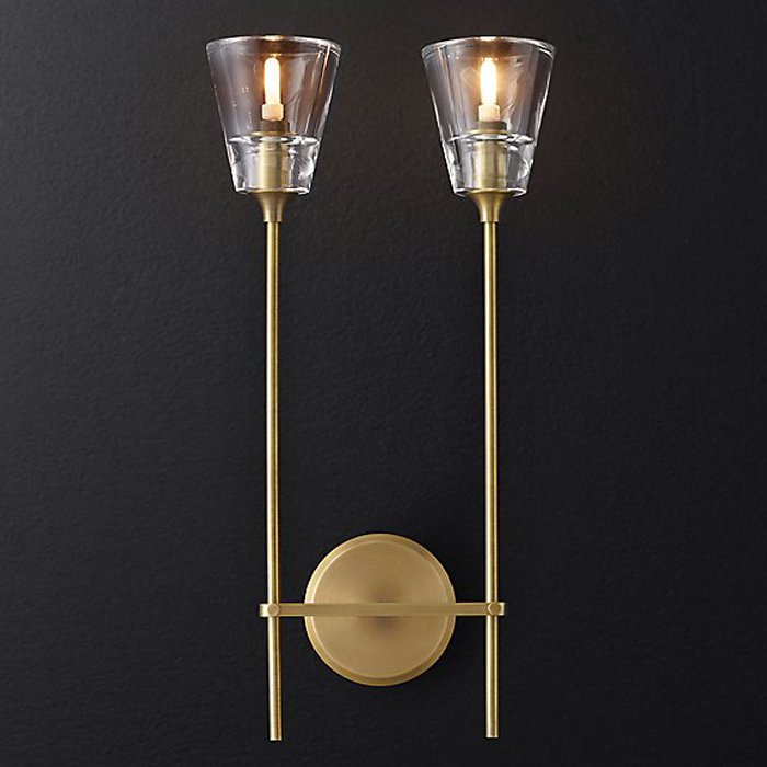Бра RH Torche De Verre Double wall lamp Латунь Бра RH Torche De Verre Double wall lamp Латунь в Липецке | Loft Concept