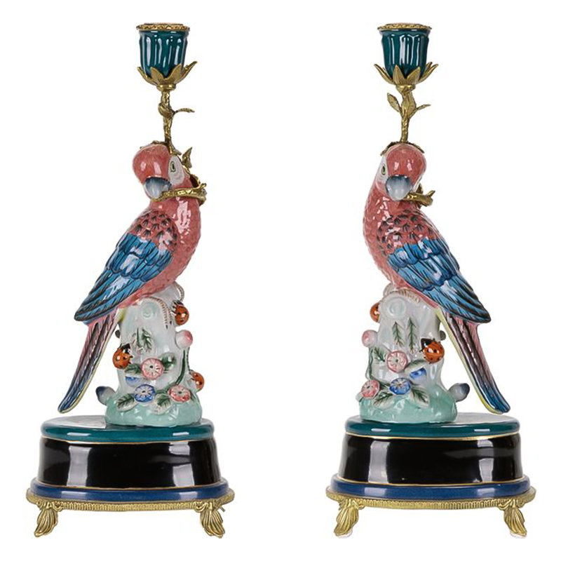 Подсвечник Red Blue Parrot Candlestick L or R Бронза Красный Синий Подсвечник Red Blue Parrot Candlestick L or R Бронза Красный Синий в Липецке | Loft Concept