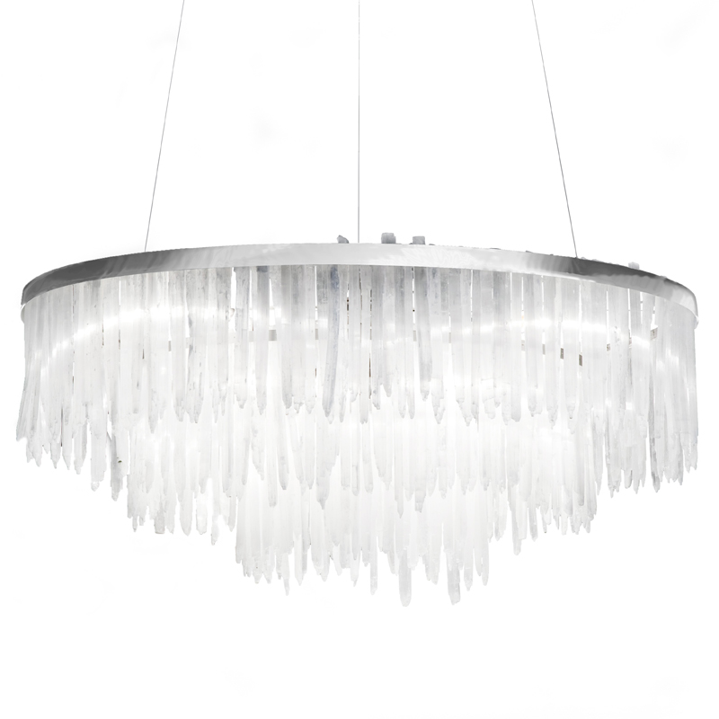 Люстра LAMP SELENITE Прозрачный белый Хром Люстра LAMP SELENITE Прозрачный белый Хром в Липецке | Loft Concept