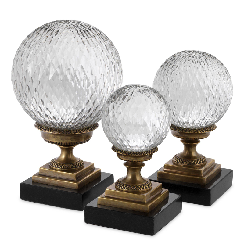 Аксессуары Eichholtz Object Divani set of 3 Черный Прозрачный Винтажная латунь Аксессуары Eichholtz Object Divani set of 3 Черный Прозрачный Винтажная латунь в Липецке | Loft Concept