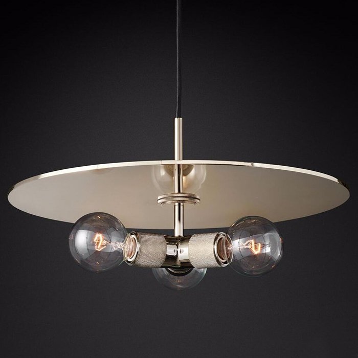 Люстра RH Utilitaire Disk Triple Pendant Silver Никель Прозрачное Стекло Люстра RH Utilitaire Disk Triple Pendant Silver Никель Прозрачное Стекло в Липецке | Loft Concept