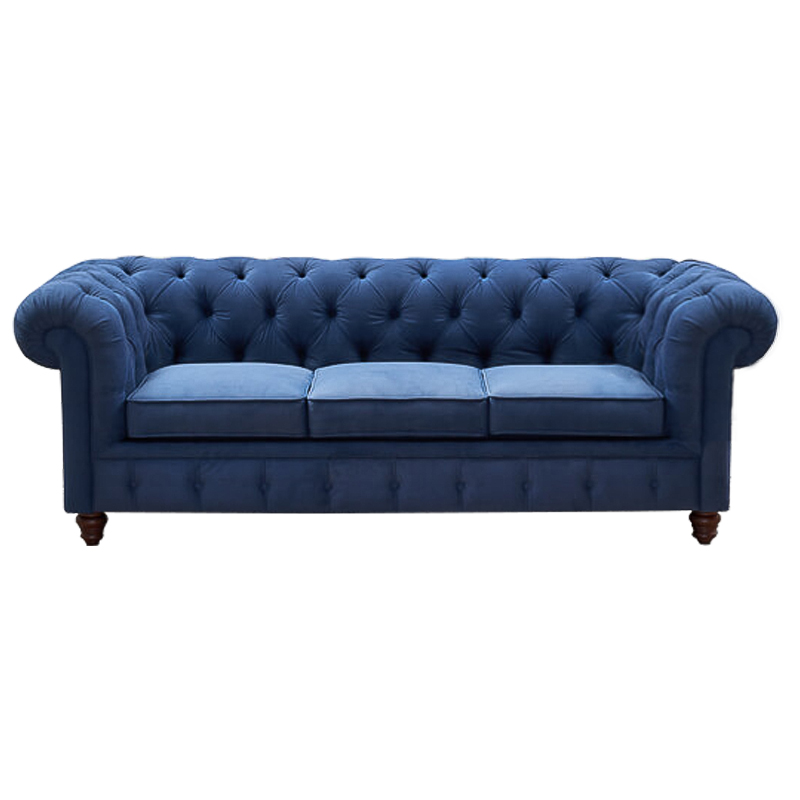 Диван Mini Kensington Sofa triple blue velor Сапфирово-синий Коричневый Диван Mini Kensington Sofa triple blue velor Сапфирово-синий Коричневый в Липецке | Loft Concept