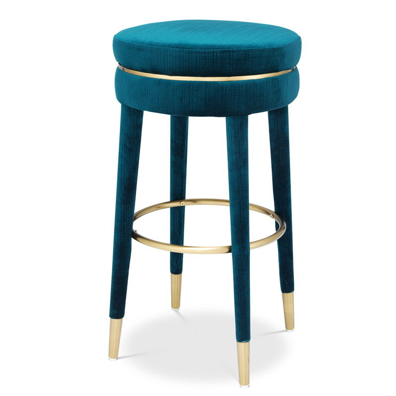 Барный стул Eichholtz Bar Stool Parisian blue Бирюзовый Латунь Барный стул Eichholtz Bar Stool Parisian blue Бирюзовый Латунь в Липецке | Loft Concept