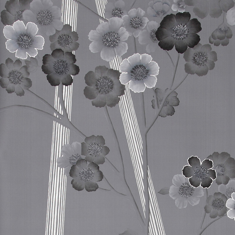 Обои ручная роспись Anemones in Light Dusk on Gun Metal dyed sik  в Липецке | Loft Concept 