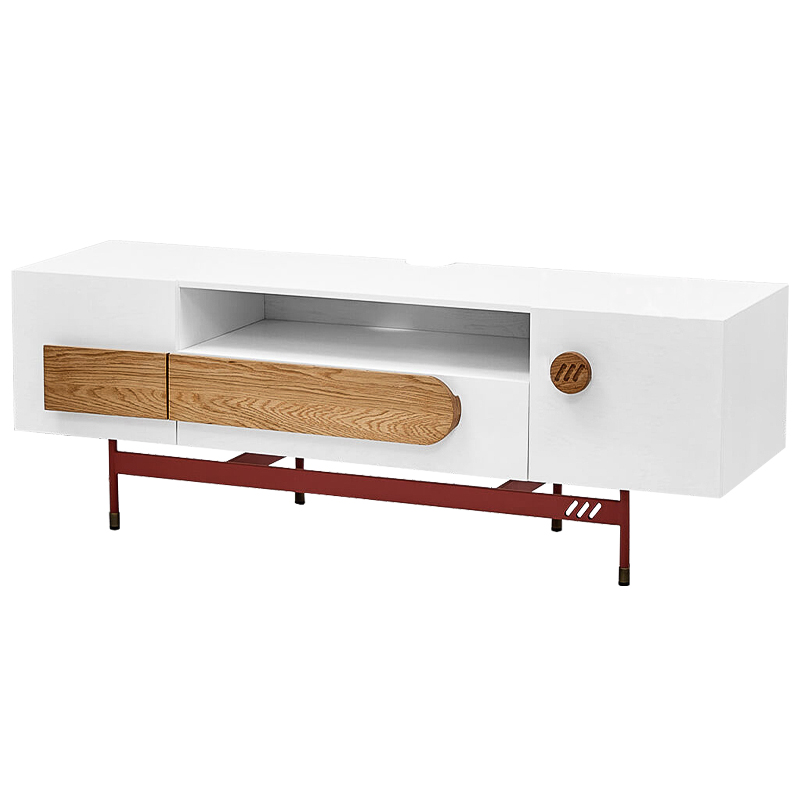ТВ-тумба White and Wood Minimalism Белый Древесина Бургундский красный ТВ-тумба White and Wood Minimalism Белый Древесина Бургундский красный в Липецке | Loft Concept