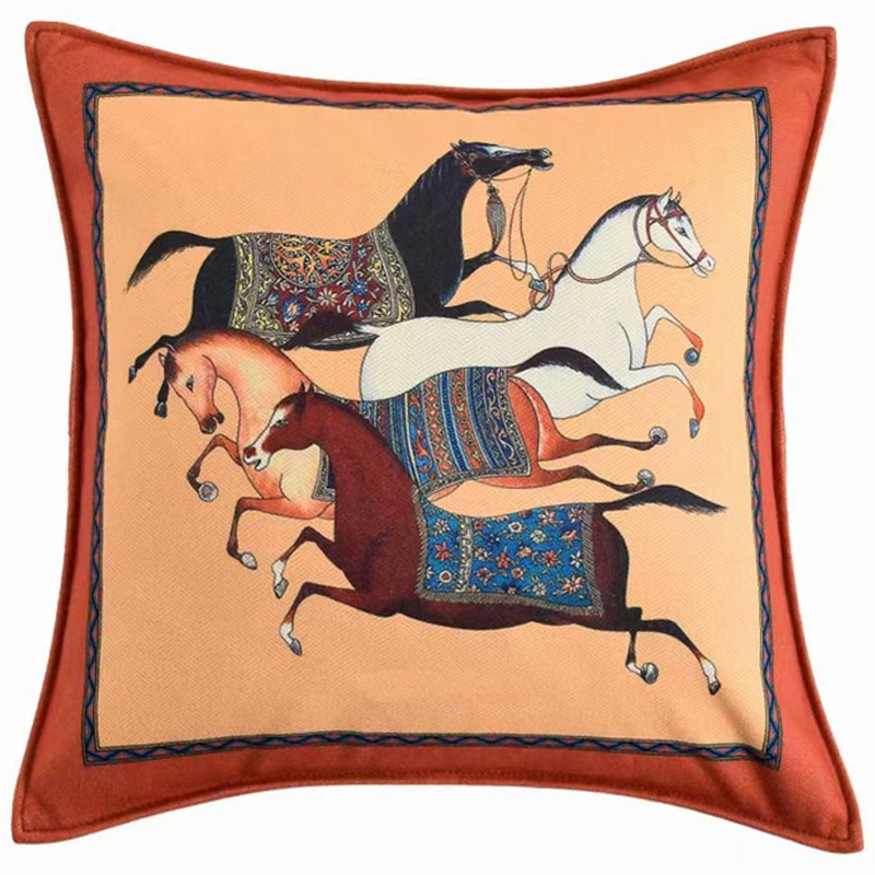 Декоративная подушка Hermes Horse 39 Оранжевый Мульти Декоративная подушка Hermes Horse 39 Оранжевый Мульти в Липецке | Loft Concept