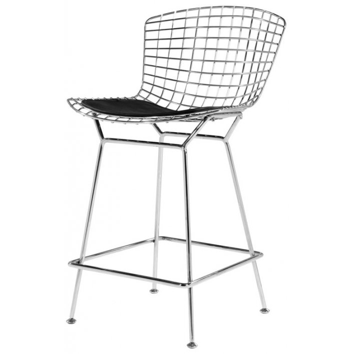 Барный стул Bertoia Barstool Черный Серебряный Барный стул Bertoia Barstool Черный Серебряный в Липецке | Loft Concept