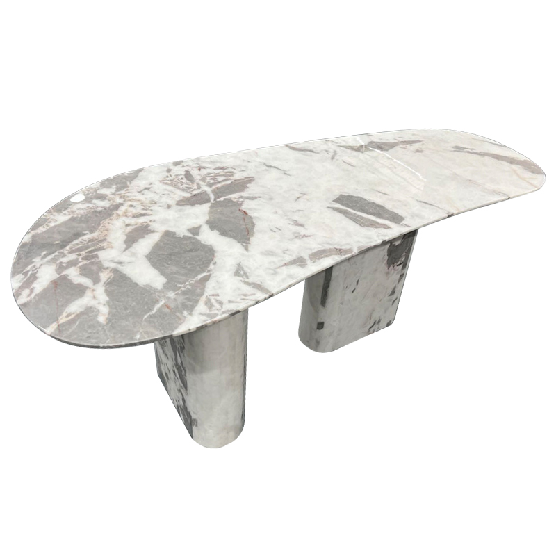 Обеденный стол Ernest Grey Marble Dining Table Серый Обеденный стол Ernest Grey Marble Dining Table Серый в Липецке | Loft Concept