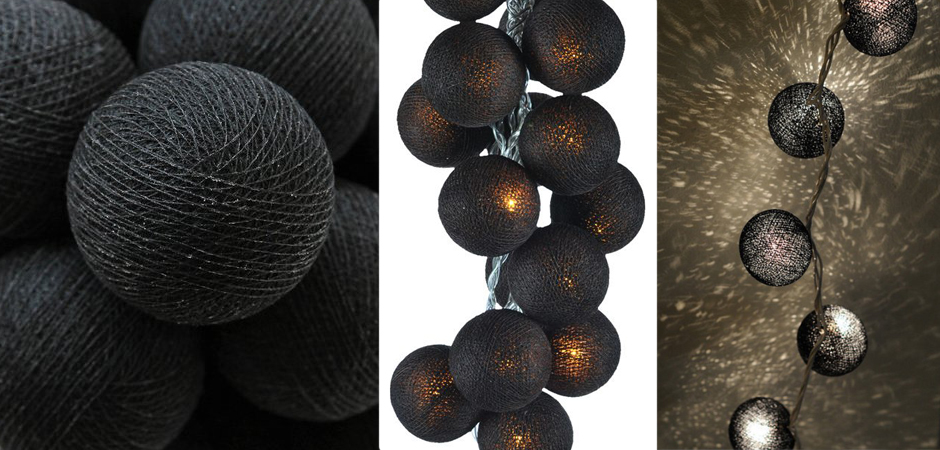 Гирлянда хлопковые фонарики Сotton Ball Ice Black - Loft-Concept в Липецке