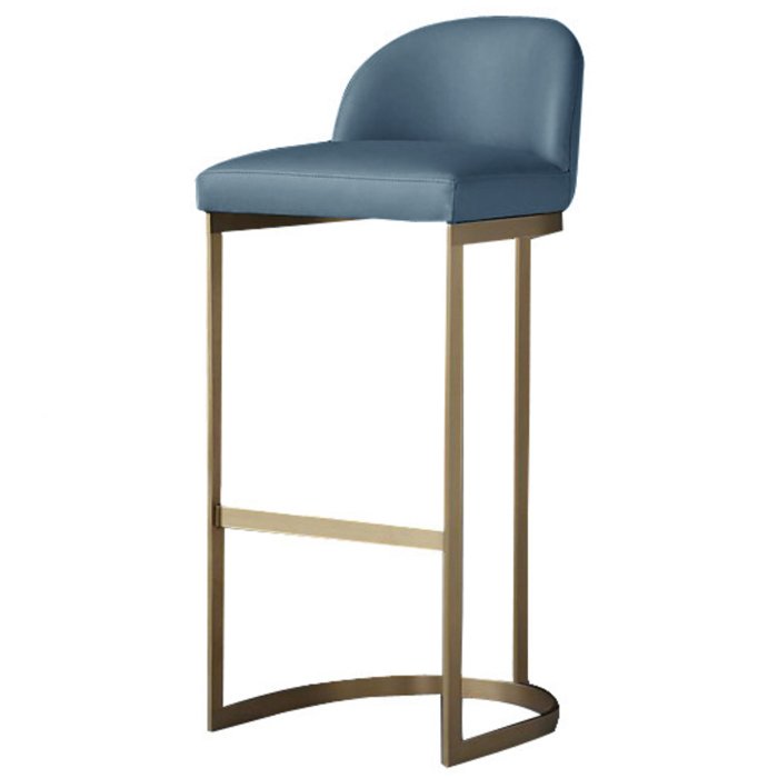 Барный стул Barrel Back Counter Stool Голубой Золотой Барный стул Barrel Back Counter Stool Голубой Золотой в Липецке | Loft Concept