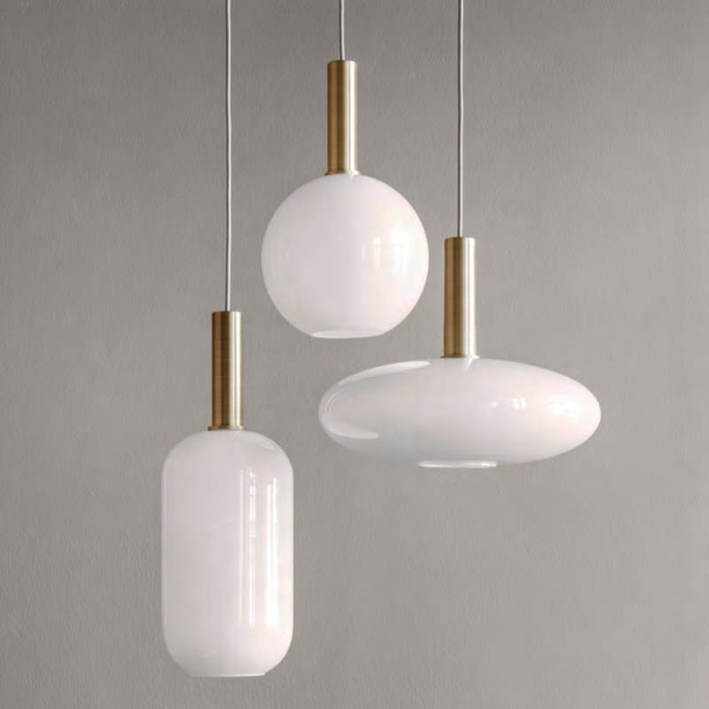 Подвесной светильник Ferm Living Opal Lamp Белый Золотой Подвесной светильник Ferm Living Opal Lamp Белый Золотой в Липецке | Loft Concept