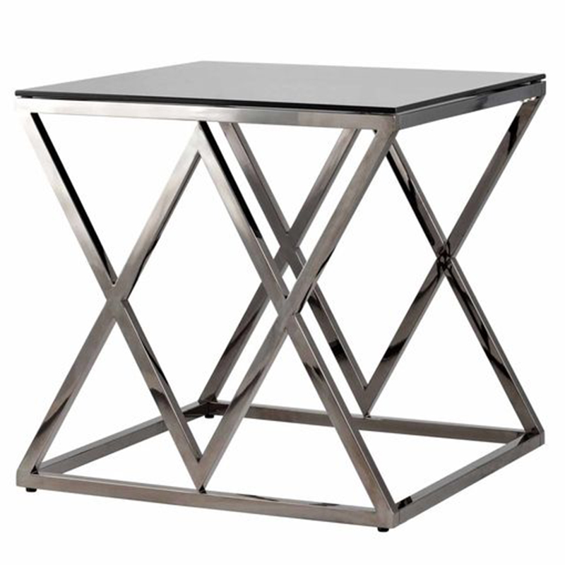 Стол приставной Geometry Rhombus Dark Chrome Темный хром Стекло Смок Стол приставной Geometry Rhombus Dark Chrome Темный хром Стекло Смок в Липецке | Loft Concept