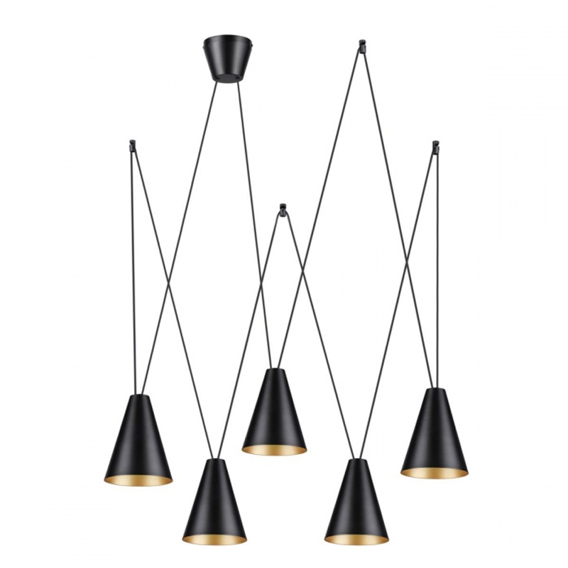 Люстра Brooklyn Lights c Матовыми Плафонами Черный Черный матовый Золотой Люстра Brooklyn Lights c Матовыми Плафонами Черный Черный матовый Золотой в Липецке | Loft Concept