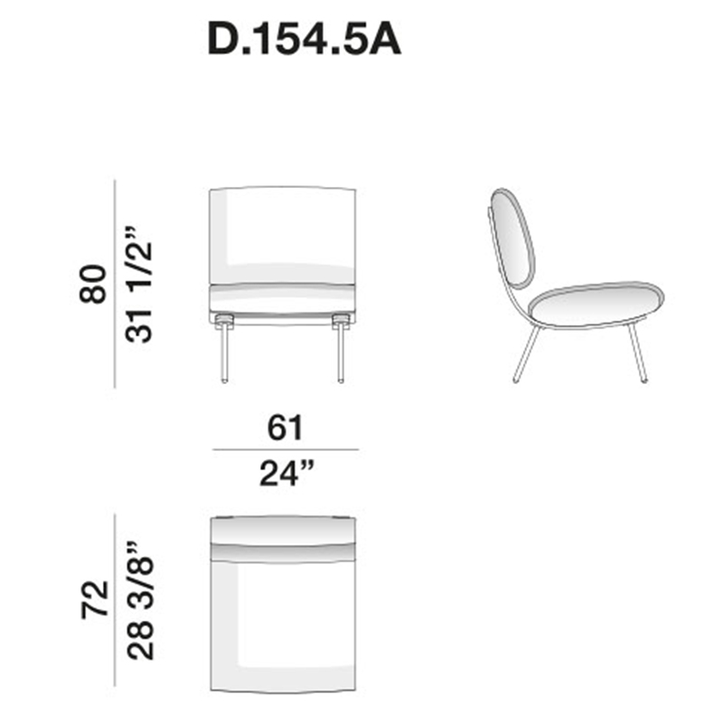 Дизайнерское кресло без подлокотников Gio Ponti ROUND D.154.5 Armchair Дизайнерское кресло без подлокотников Gio Ponti ROUND D.154.5 Armchair в Липецке